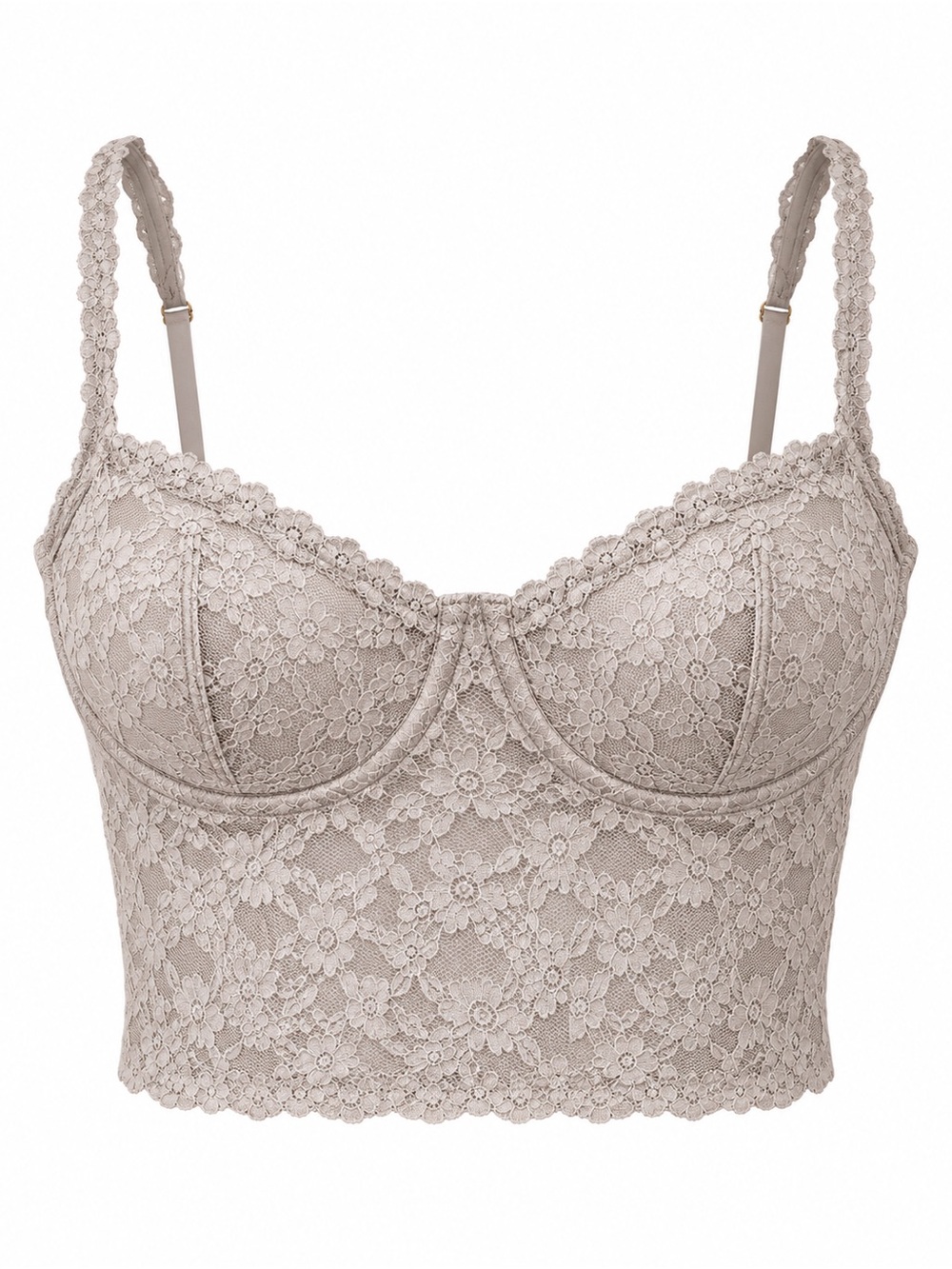 aerie Lace Longline Bralette - Taupe Beige